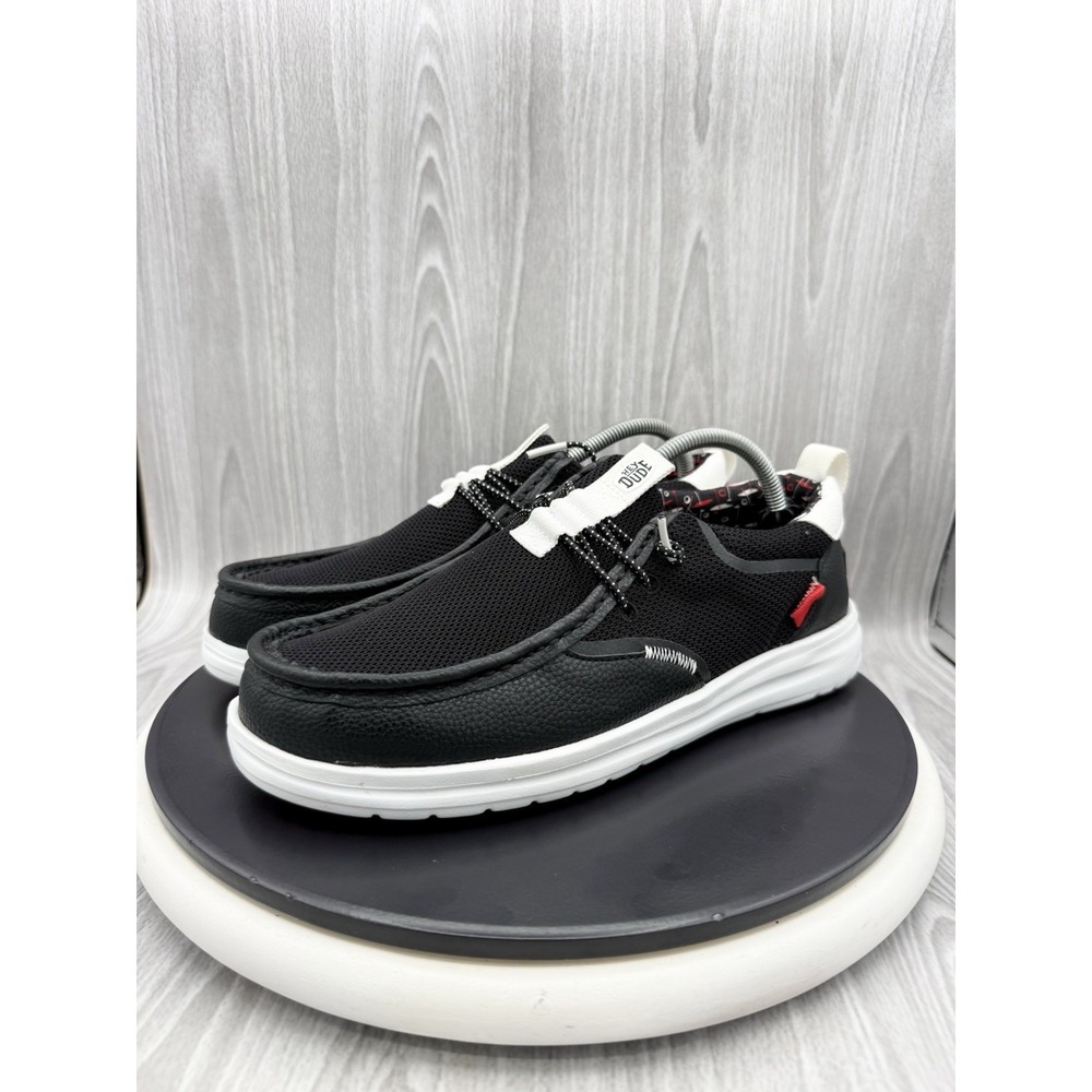 HEY DUDE Wally Golf Essentials Mens Size 9 Black White Slip On Shoes 43217-066